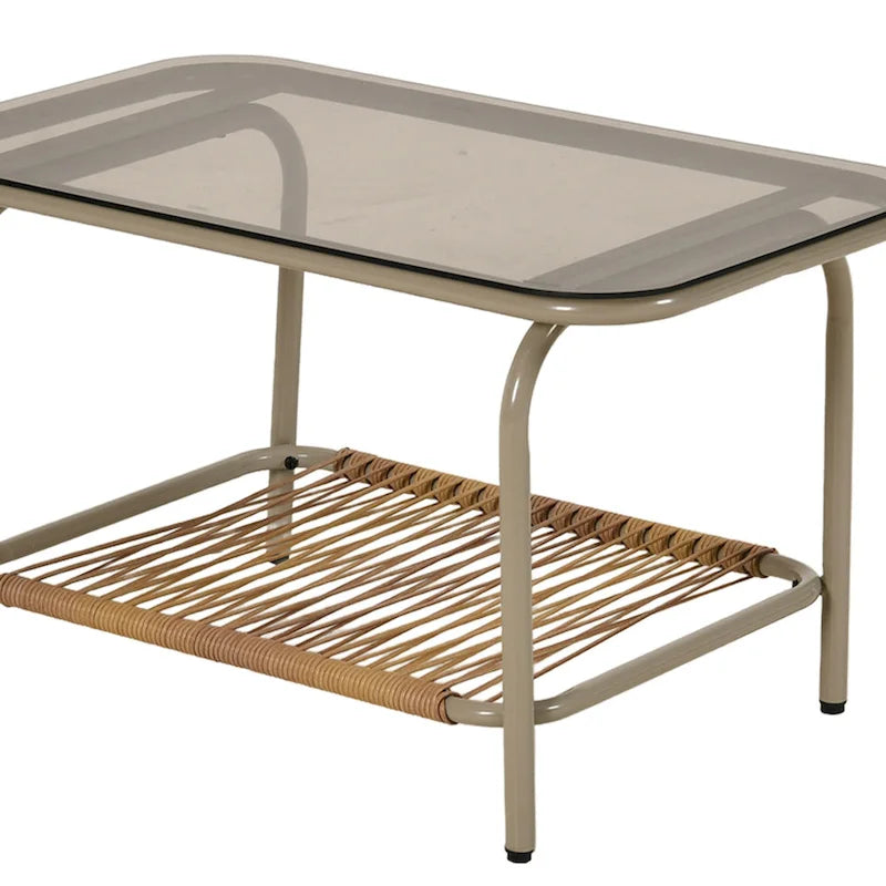 Ensemble de meubles de patio Moasis 4 pièces toutes saisons, ensemble de conversation bistro extérieur avec coussins beiges et table basse