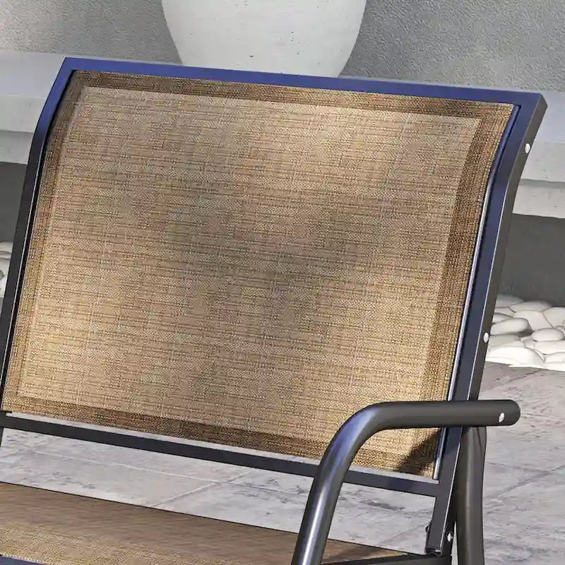 Balançoire de porche Outsunny avec maille respirante, accoudoirs incurvés et cadre en acier pour jardin, piscine, arrière-cour, balcon