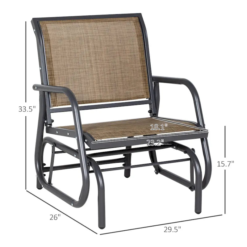 Balançoire de porche Outsunny avec maille respirante, accoudoirs incurvés et cadre en acier pour jardin, piscine, arrière-cour, balcon