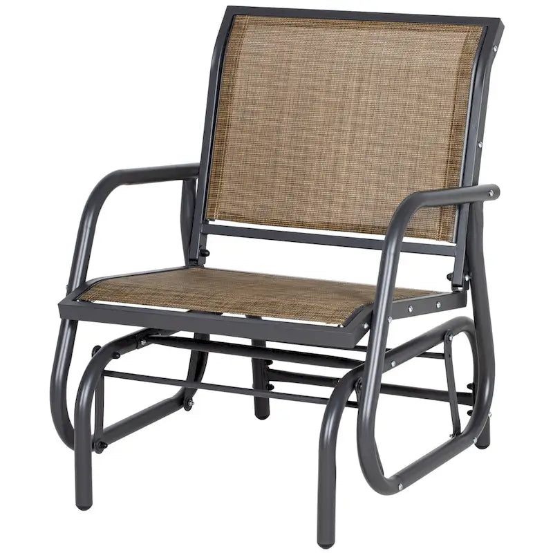 Balançoire de porche Outsunny avec maille respirante, accoudoirs incurvés et cadre en acier pour jardin, piscine, arrière-cour, balcon