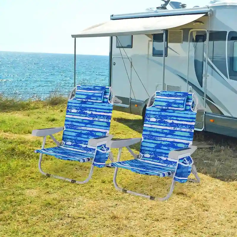 1/2 PCS Beach Chair Foldable Backpack Chair Aluminum Lay Flat Chair