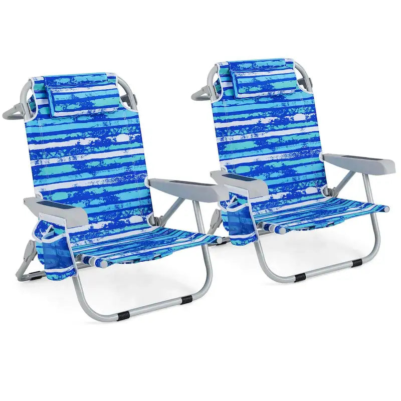 1/2 PCS Chaise de Plage Pliante Fauteuil Sac à Dos en Aluminium Allongé à Plat