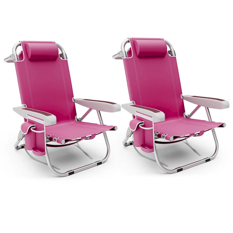 1/2 PCS Chaise de Plage Pliante Fauteuil Sac à Dos en Aluminium Allongé à Plat
