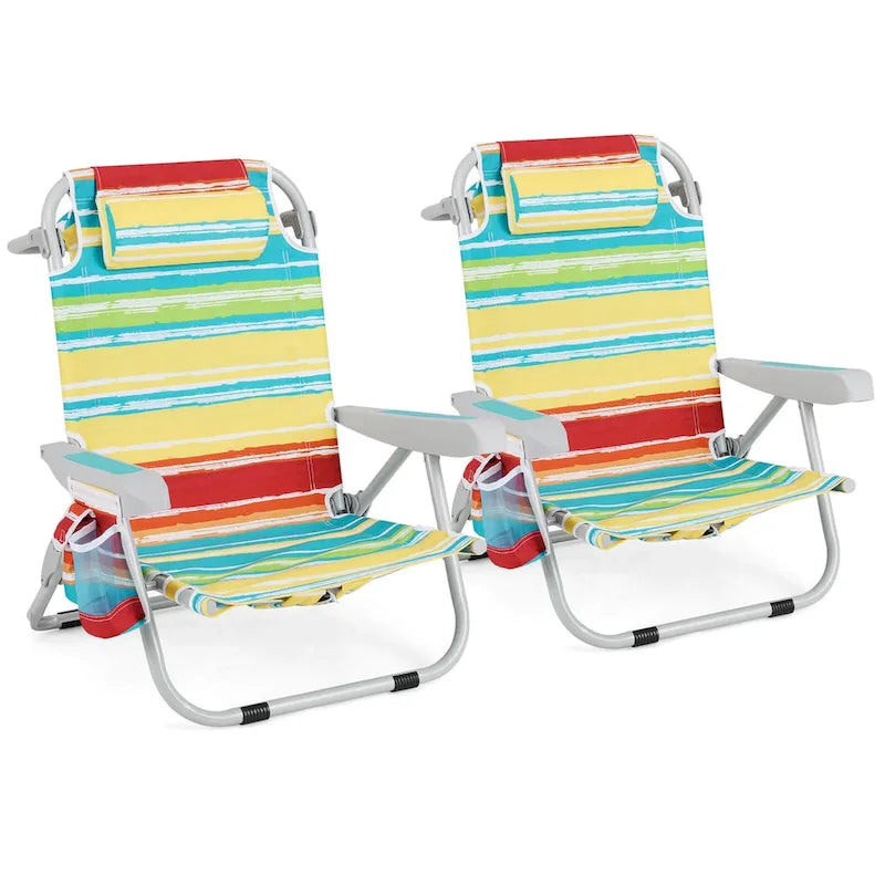 1/2 PCS Chaise de Plage Pliante Fauteuil Sac à Dos en Aluminium Allongé à Plat