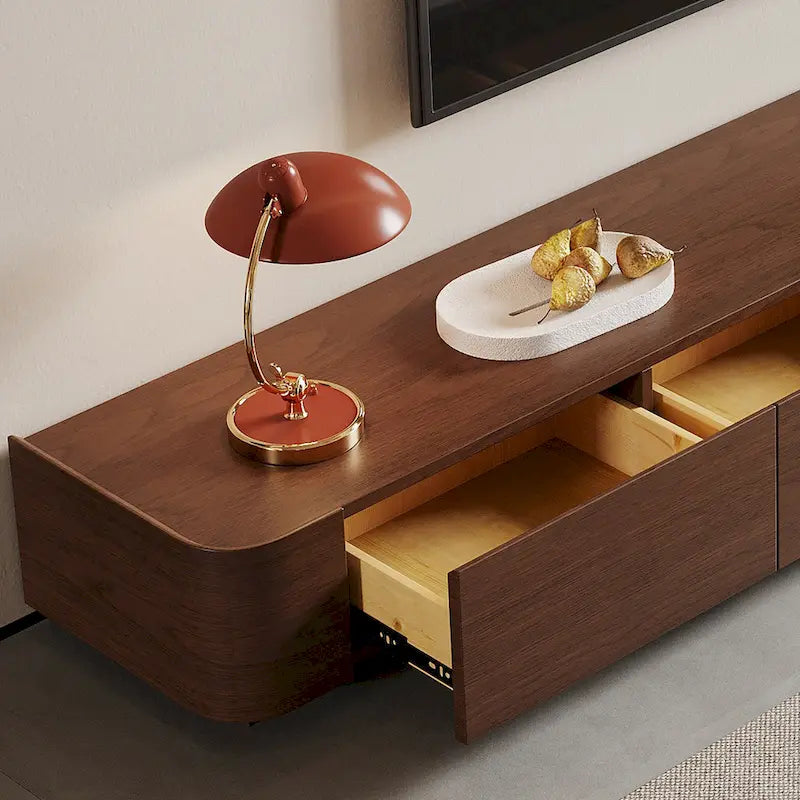 Meubles TV de style Mid-Century Modern, 4-6 tiroirs, Console média en bois massif marron