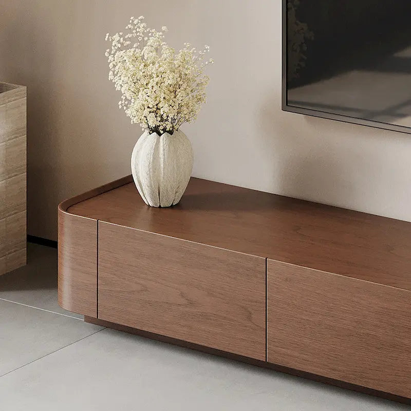 Meubles TV de style Mid-Century Modern, 4-6 tiroirs, Console média en bois massif marron