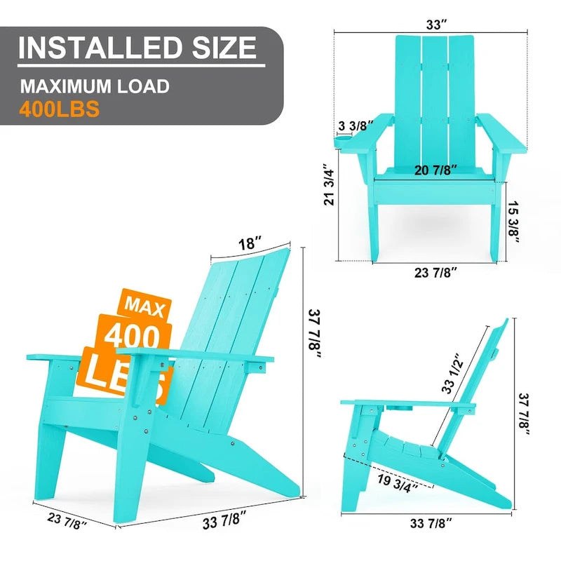 WINSOON Chaises Adirondack d'extérieur toutes saisons en HIPS avec porte-gobelet, lot de 4