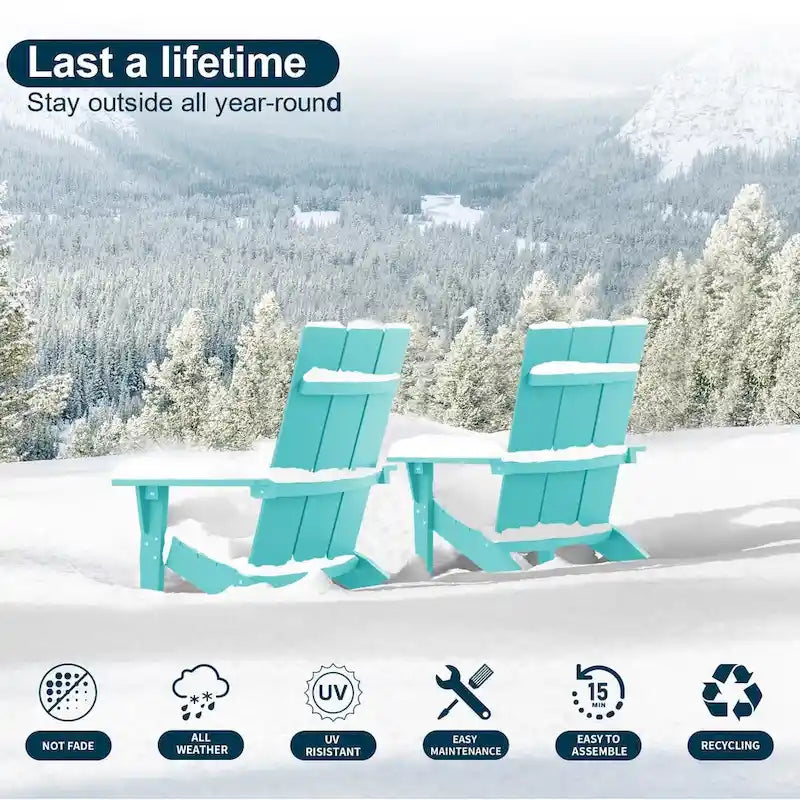WINSOON Chaises Adirondack d'extérieur toutes saisons en HIPS avec porte-gobelet, lot de 4
