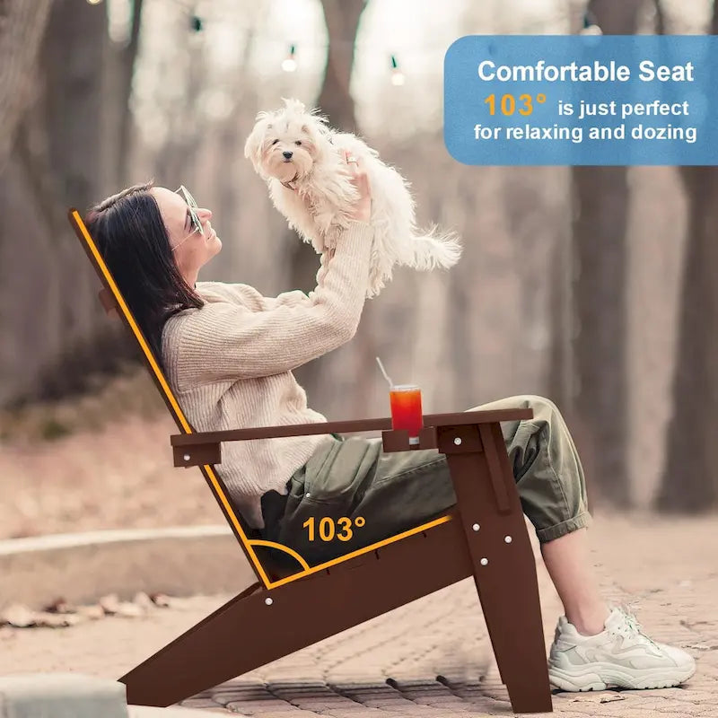 WINSOON Chaises Adirondack d'extérieur toutes saisons en HIPS avec porte-gobelet, lot de 4