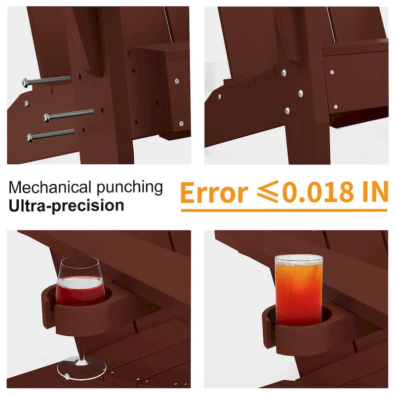 WINSOON Chaises Adirondack d'extérieur toutes saisons en HIPS avec porte-gobelet, lot de 4