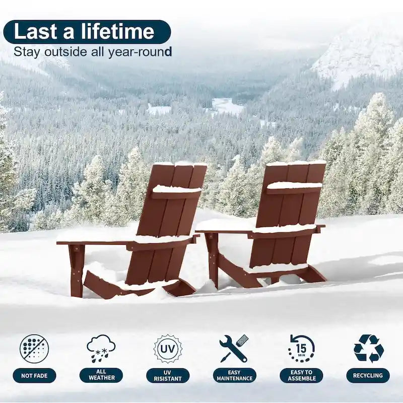 WINSOON Chaises Adirondack d'extérieur toutes saisons en HIPS avec porte-gobelet, lot de 4