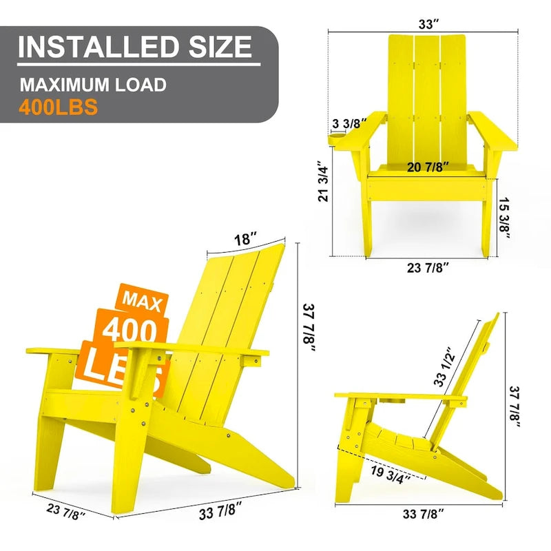 WINSOON Chaises Adirondack d'extérieur toutes saisons en HIPS avec porte-gobelet, lot de 4