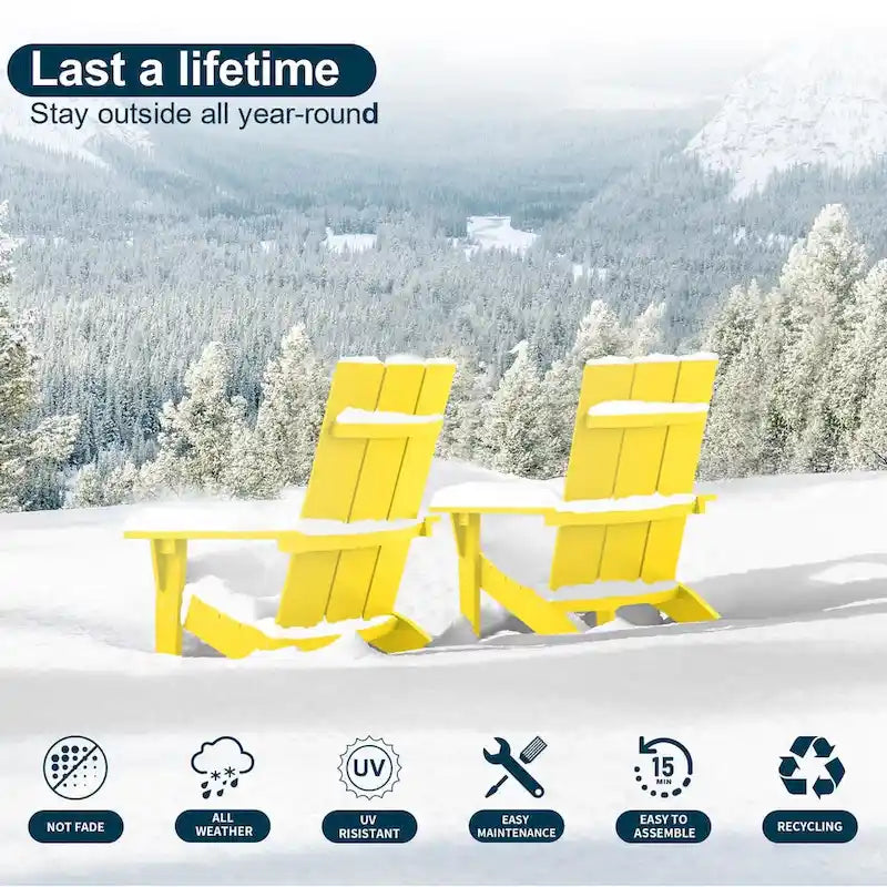 WINSOON Chaises Adirondack d'extérieur toutes saisons en HIPS avec porte-gobelet, lot de 4