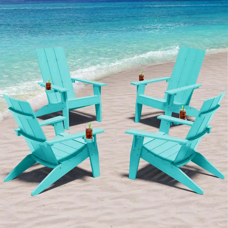WINSOON Chaises Adirondack d'extérieur toutes saisons en HIPS avec porte-gobelet, lot de 4