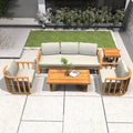 Ensemble de canapé d'angle d'extérieur moderne 5 pièces en bois d'acacia avec deux tables