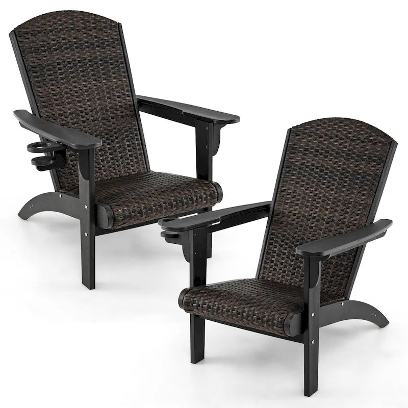 Lot de 2 chaises Adirondack Gymax avec assise et dossier larges en rotin rembourré