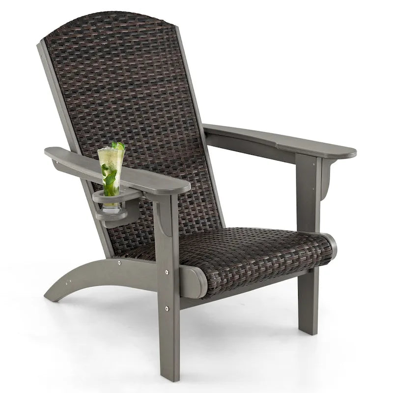 Lot de 2 chaises Adirondack Gymax avec assise et dossier larges en rotin rembourré