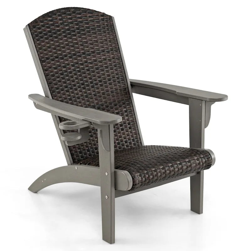 Lot de 2 chaises Adirondack Gymax avec assise et dossier larges en rotin rembourré