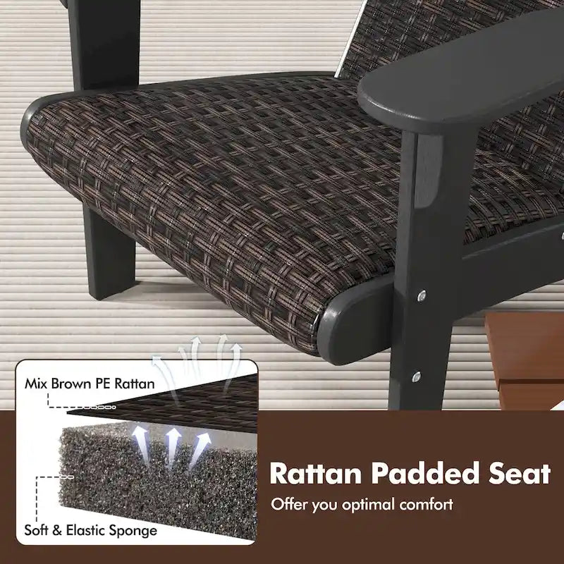 Lot de 2 chaises Adirondack Gymax avec assise et dossier larges en rotin rembourré