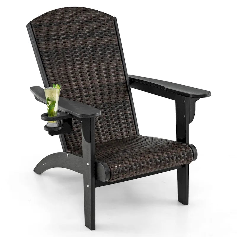 Lot de 2 chaises Adirondack Gymax avec assise et dossier larges en rotin rembourré