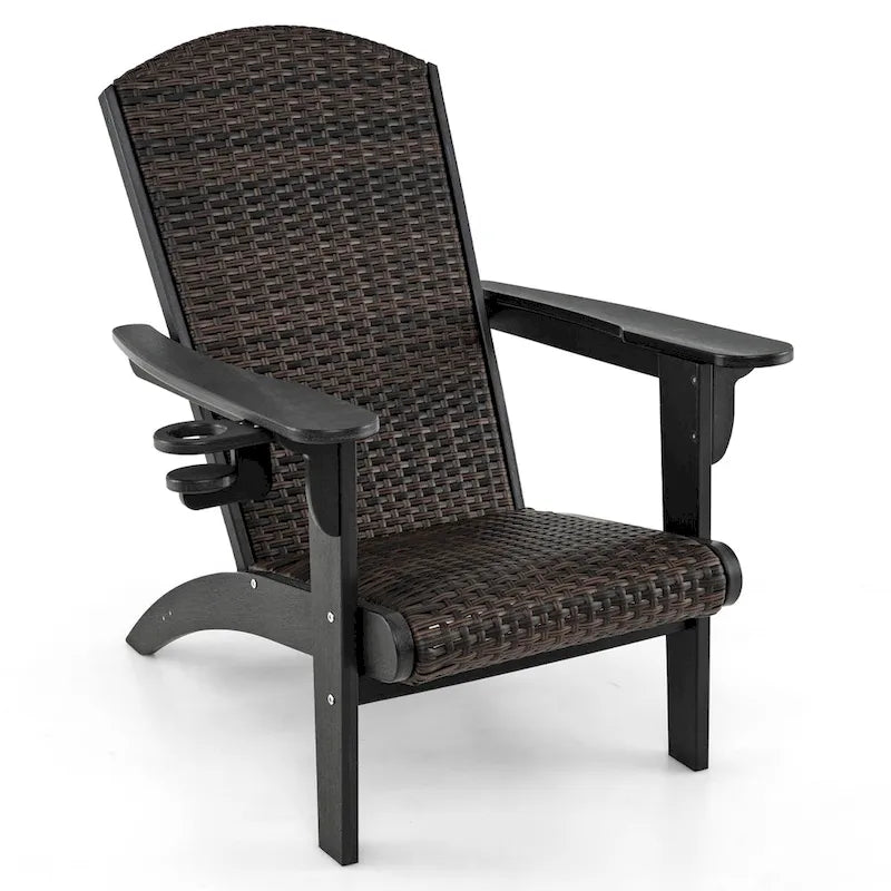 Lot de 2 chaises Adirondack Gymax avec assise et dossier larges en rotin rembourré