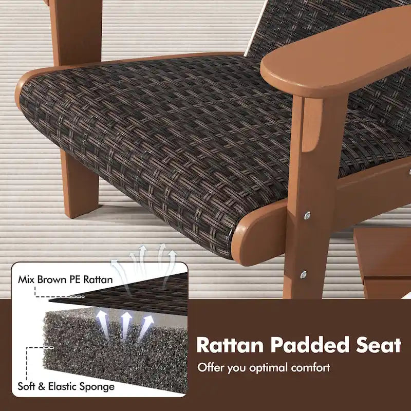 Lot de 2 chaises Adirondack Gymax avec assise et dossier larges en rotin rembourré