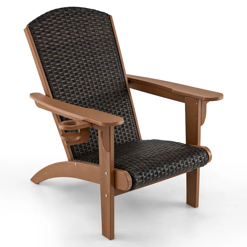 Lot de 2 chaises Adirondack Gymax avec assise et dossier larges en rotin rembourré