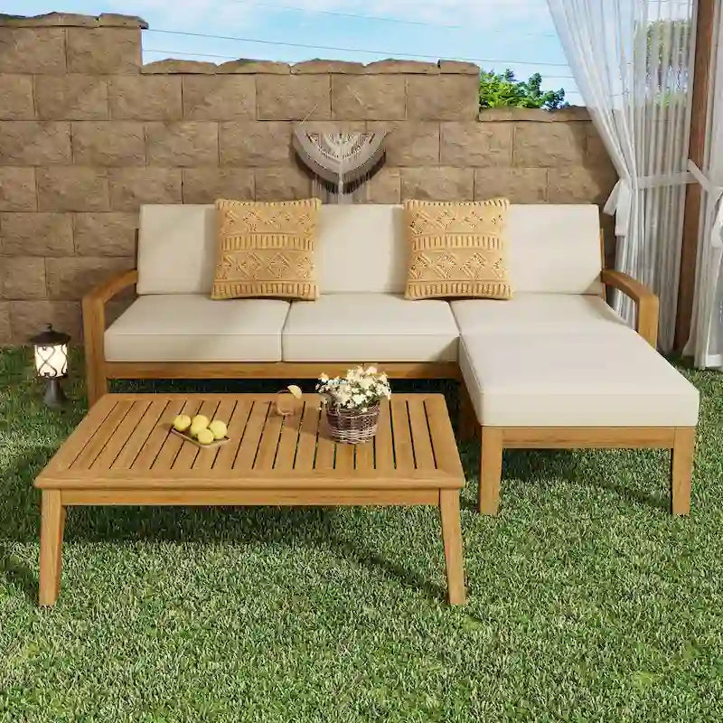 L Shape 3pcs Sectional Patio Sofa Set