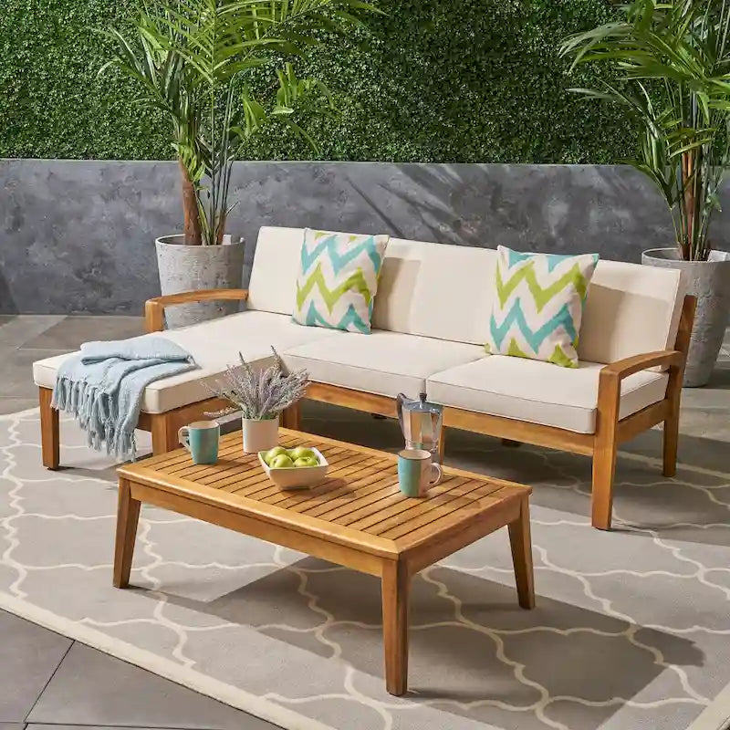 Ensemble de canapé de patio sectionnel en L 3 pièces