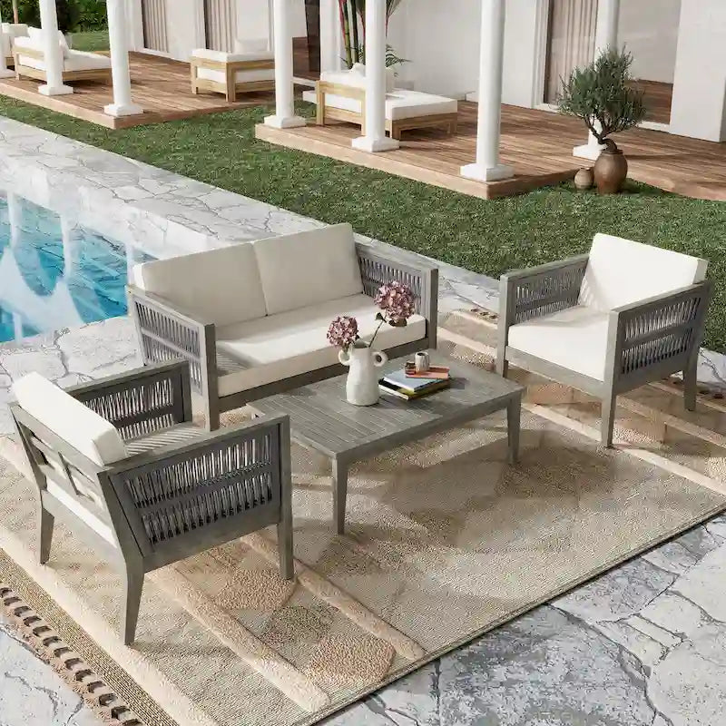 Ensemble de mobilier de jardin 4 pièces avec table basse