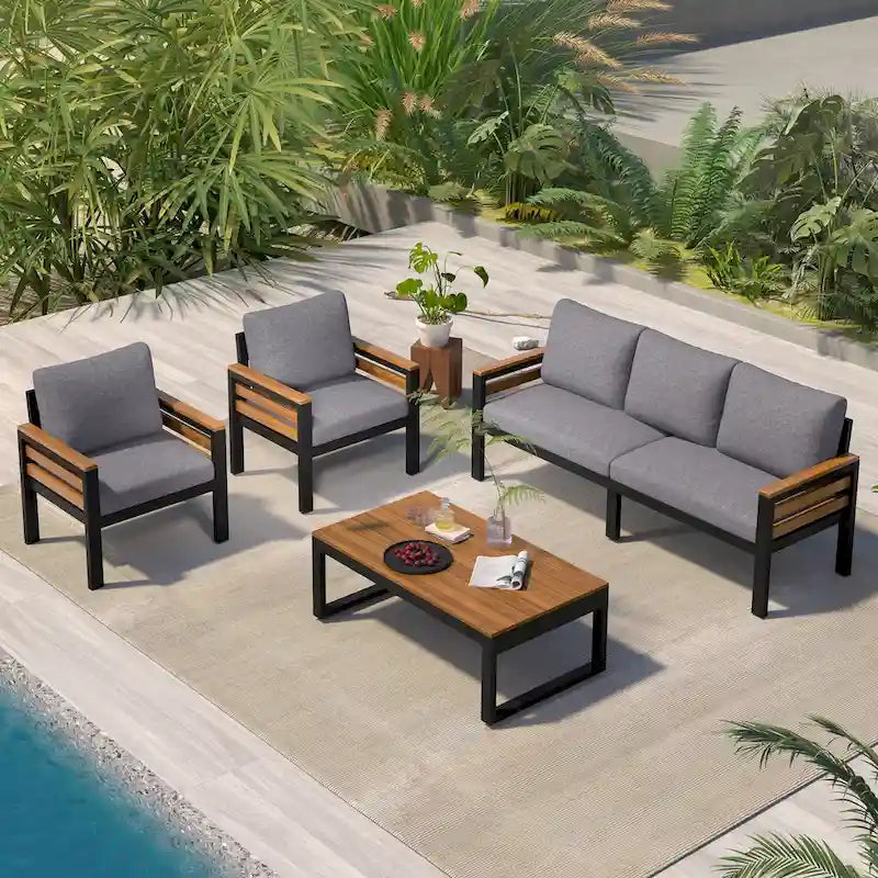 4-Piece Outdoor Furniture Sofa Set for 5 People