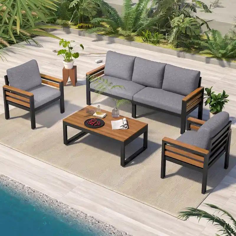 4-Piece Outdoor Furniture Sofa Set for 5 People