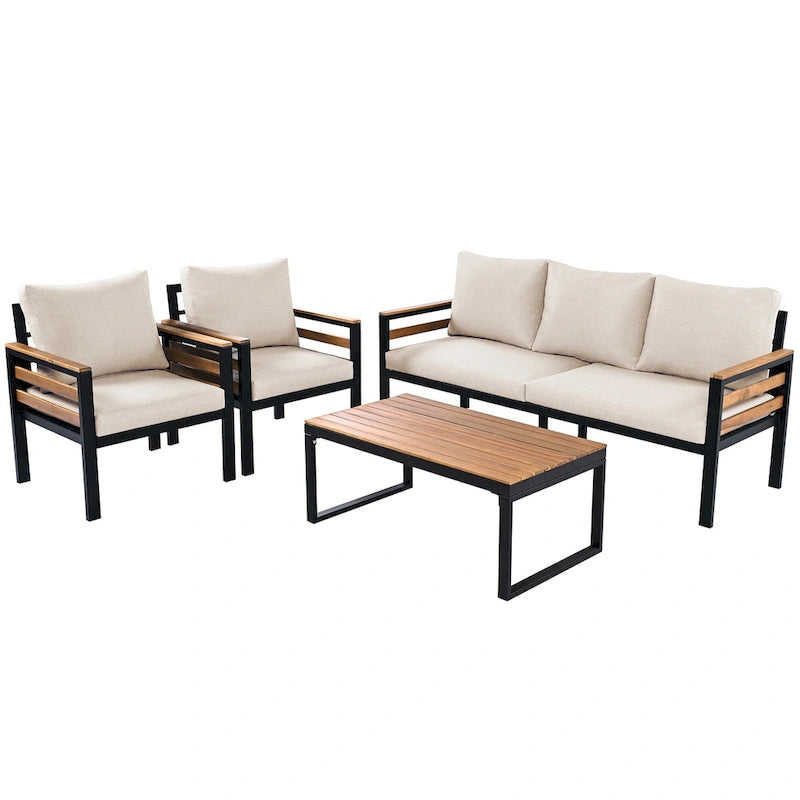4-Piece Outdoor Furniture Sofa Set for 5 People