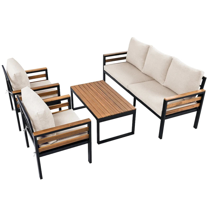 4-Piece Outdoor Furniture Sofa Set for 5 People