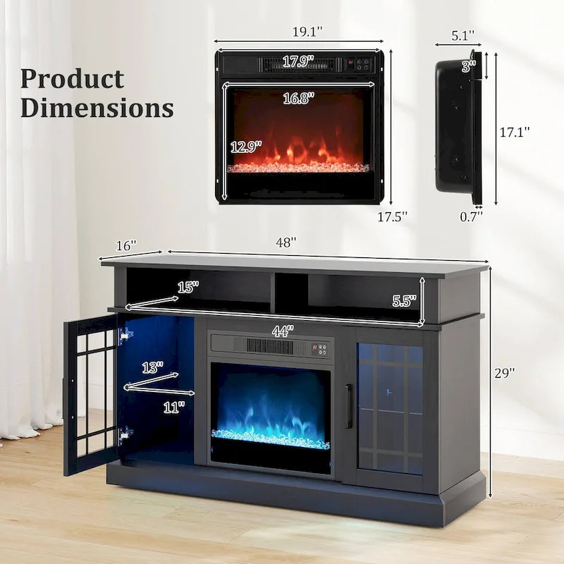 Meuble TV Costway avec cheminée électrique, lumières LED et télécommandes - Voir détails