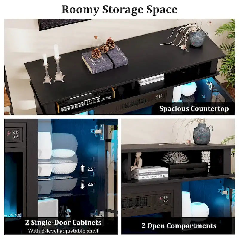 Meuble TV Costway avec cheminée électrique, lumières LED et télécommandes - Voir détails
