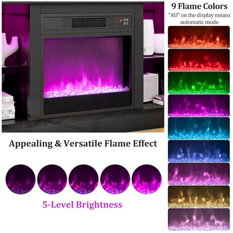 Meuble TV Costway avec cheminée électrique, lumières LED et télécommandes - Voir détails