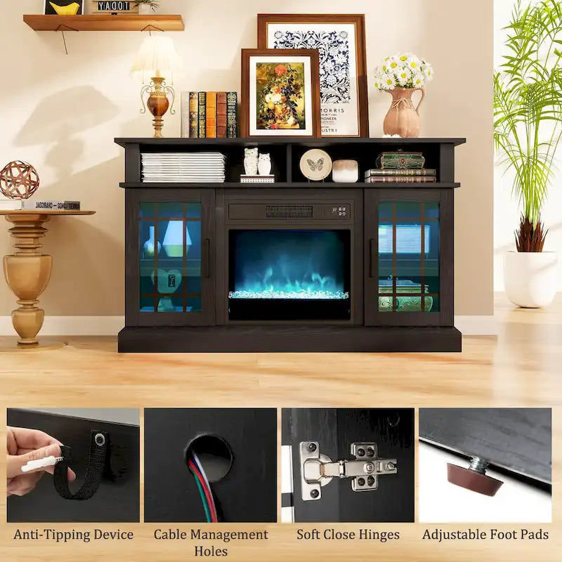 Meuble TV Costway avec cheminée électrique, lumières LED et télécommandes - Voir détails