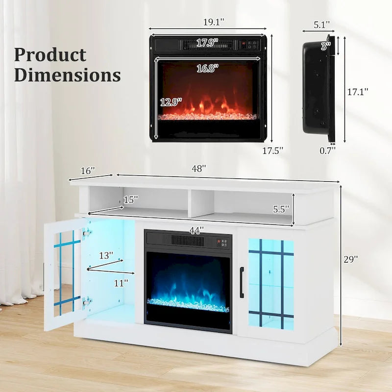 Meuble TV Costway avec cheminée électrique, lumières LED et télécommandes - Voir détails