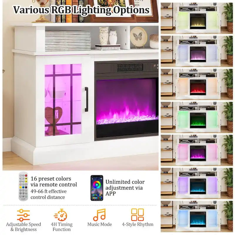 Meuble TV Costway avec cheminée électrique, lumières LED et télécommandes - Voir détails