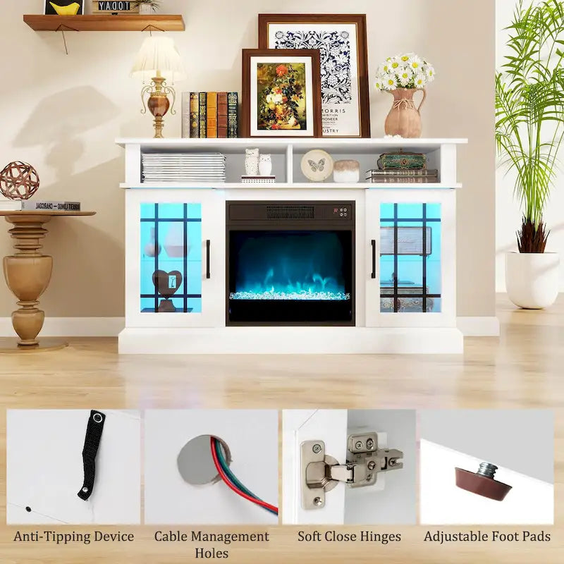 Meuble TV Costway avec cheminée électrique, lumières LED et télécommandes - Voir détails