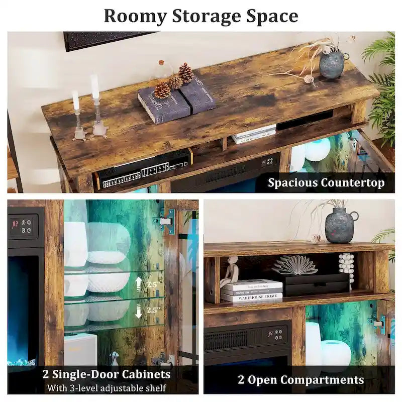 Meuble TV Costway avec cheminée électrique, lumières LED et télécommandes - Voir détails