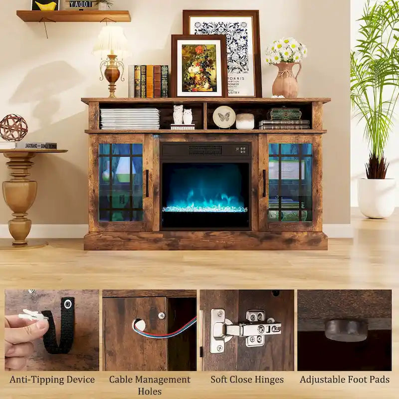 Meuble TV Costway avec cheminée électrique, lumières LED et télécommandes - Voir détails