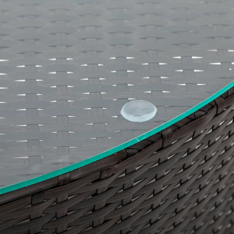 Ensemble de canapés incurvés d'extérieur modulable avec table en verre trempé