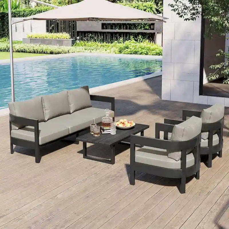 Deep Seat Sectional Sofa Patios Conversation Sets Lounge Chairs
