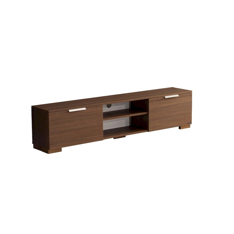 Meuble TV moderne Aspen avec 2 portes et 2 étagères de rangement, finition bois, meuble de divertissement pour salon