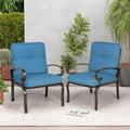 Ensemble de 2 chaises de salle à manger en métal pour patio extérieur, chaises de jardin avec coussins
