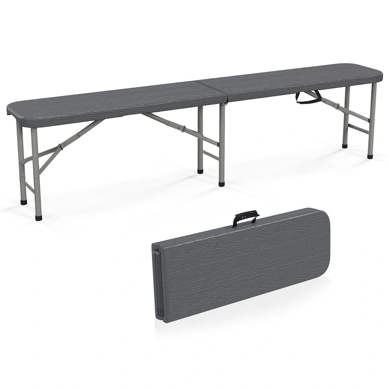 Banc pliant en plastique Gymax 1,8 m Portable Pliable en deux avec 1320