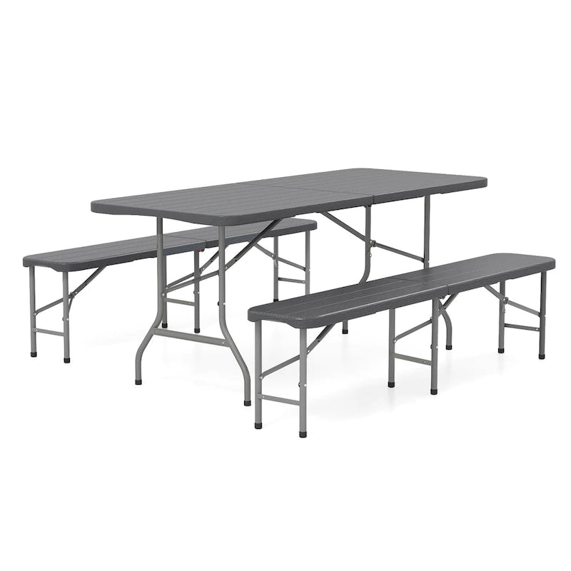 Banc pliant en plastique Gymax 1,8 m Portable Pliable en deux avec 1320