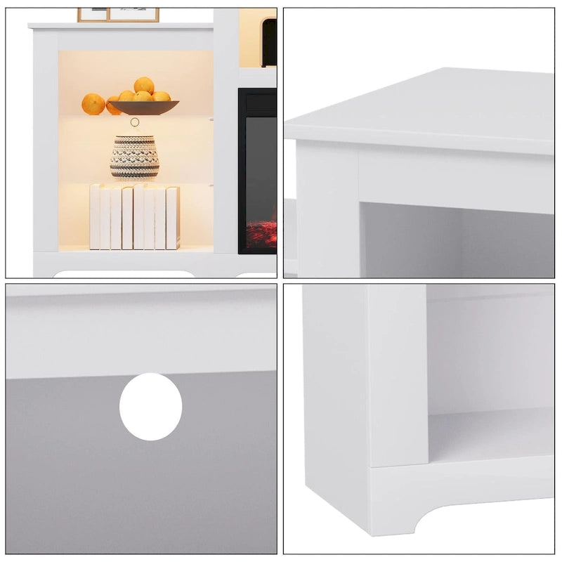 Meuble TV de 81 cm de hauteur avec cheminée, pour téléviseurs jusqu'à 80 po - Télécommande, chauffage écoénergétique, bande lumineuse de 16 couleurs